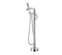 BiaoTeng Waterfall Freestanding Bath Tap Hot and Cold Single Handle Brass Floor Standing Waterfall Bath Taps Chrome