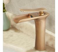 BiaoTeng Waterfall Mixer Tap Bathroom Sink 1 Hole Vintage Hot and Cold Brass Single Handle Mixer Tap Bathroom Antique
