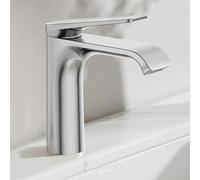 BiaoTeng Waterfall Mixer Tap Bathroom Sink Hot and Cold Brass Single Handle Bathroom Sink Mixer Taps 1 Hole Silver