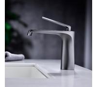 BiaoTeng Waterfall Mixer Tap Bathroom Sink Hot and Cold Single Handle Basin Taps Mixers Brass Grey
