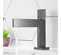 BiaoTeng Waterfall Mixer Taps for Bathroom Basin Hot and Cold Brass Single Handle Mixer Tap Bathroom Grey