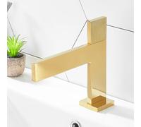 BiaoTeng Waterfall Mixer Taps for Bathroom Basin Hot and Cold Brass Single Handle Mixer Tap Bathroom Gold