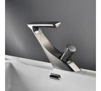 BiaoTeng Waterfall Mixer Taps for Bathroom Basin Hot and Cold Brass Waterfall Mixer Tap Bathroom Sink Grey