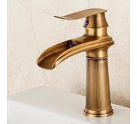 BiaoTeng Waterfall Mixer Taps for Bathroom Basin Vintage Hot and Cold Antique Brass Bathroom Faucet Retro