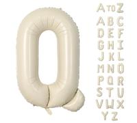 Biapian 40 Inch Giant Cream Q Foil Balloons - Big Single Alphabet A-Z, Beige Large Aluminum Q Balloons - Helium for Birthday, Baby Shower, Wedding, Anniversary Party Decoration