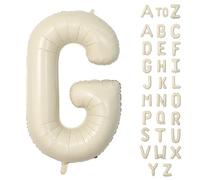 Biapian 40 Inch Letter G Balloons, Giant Cream G Foil Balloon, Big Single Alphabet A-Z Balloons, Beige Large Aluminum G Balloons Helium for Birthday, Baby Shower, Wedding, Anniversary Party Decoration