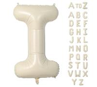 Biapian 40 Inch Letter I Balloons, Giant Cream I Foil Balloon, Big Single Alphabet A-Z Balloons, Beige Large Aluminum I Balloons Helium for Birthday, Baby Shower, Wedding, Anniversary Party Decoration