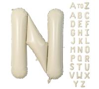 Biapian 40 Inch Letter N Balloons, Giant Cream N Foil Balloon, Big Single Alphabet A-Z Balloons, Beige Large Aluminum N Balloons Helium for Birthday, Baby Shower, Wedding, Anniversary Party Decoration
