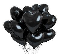 Biapian Black Foil Heart Balloons, 10PCS 18inch for Helium, Valentines Day, Wedding, Birthday Party Decorations for Boys Men