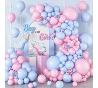 Biapian Pink and Blue Balloon Arch Kit, 114 Pcs Gender Reveal Balloon Garland with 18/12/10/5 Inch Pastel Pink Light Baby Blue Latex Balloons for Boy Girl Baby Shower Wedding Birthday Party Decoration