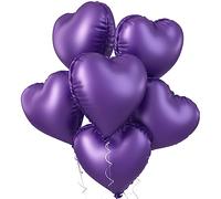 Biapian Purple Heart Balloons - 5pcs, 18in Metallic Heart Foil Balloons for Birthdays, Weddings, Anniversaries