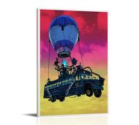 BIARA Battle Bus Poster Battle Royale Video Game Poster Posters for Room Aesthetic Canvas Wall Art Bedroom Decor 08x12inch(20x30cm), Frame-style