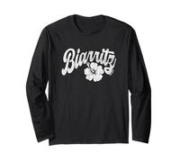 Biarritz France Hibiscus Flower Distressed Long Sleeve T-Shirt
