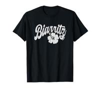 Biarritz France Hibiscus Flower Distressed T-Shirt