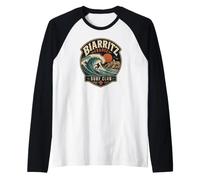 Biarritz France Surf Club Surfer Raglan Baseball Tee
