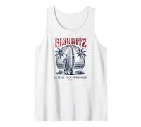 Biarritz France Surf Summer Distressed Print Tank Top