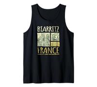 Biarritz France Surfboards and Waves Distressed Print Tank Top