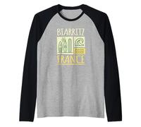 Biarritz France Surfboards and Waves Raglan Baseball Tee