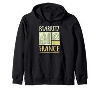 Biarritz France Surfboards and Waves Zip Hoodie