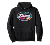 Biarritz France Tropical Flowers Oval Pullover Hoodie