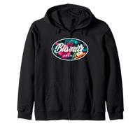 Biarritz France Tropical Flowers Oval Zip Hoodie