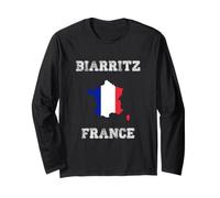 Biarritz France Vintage France Flag Map Design Long Sleeve T-Shirt