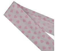 Bias Binding Patterned Cotton 25mm White with Pink Hearts (3 Metres)