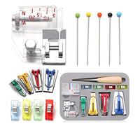 Bias Tape Maker Kit 6MM/12MM/18MM/25MM 4 Sizes Generic Fabric Tape Maker Set with Sewing Clips,Sewing Pins and Binding Foot and awl Binding Sewing Tool for Craft Making