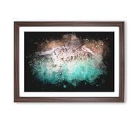 Bias Tugel Beach in Bali Paint Splash Framed Print | A2 Walnut Framed Wall Art | Ready to Hang | Modern Beach Picture | Living Room Bedroom Lounge Office