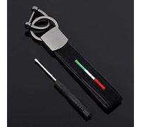 BIASTNR Auto Keychain Keyring, For Maserati Flipper Suede Car Leather Car Metal Keychain Advertising Key Ring Ring Pendant (Green white red)