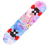 BIASTNR Children Skateboard, Complete Skateboard 24 Inch, 7 Layer Canadian Maple Double Kick Concave Standard and Tricks Skateboards for Kids and Beginners (A)