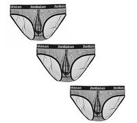 BIATWOWR 3 Packs Mens Shorts multipack Sexy Mesh See Through Big Bulge Pouch Breathable Underwear Shorts Soft Loose Briefs L