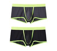 BIATWOWR Mens Boxer Briefs Wide Band Micro Mesh Transparent Sexy Underwear Front Open Big Ball Pouch See Through Boxer Short