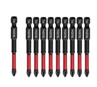 Biaungdo 10 Pcs Magnetic PH2 Phillips Bits Set, TS2 Anti Slip Screwdriver Bit Set, #2 Phillips Cross slot Screwdriver Bit 70mm/2-3/4" Long Anti Slip #2 Bit Impact Driver Bits(PH2 x 70mm)