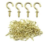 Biaungdo 100 Pcs 1/2" Ceiling Cups Hooks Screw Hooks Ceiling Cup Hooks Self-Tapping Screws Hooks Gold