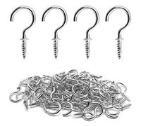 Biaungdo 100 Pcs 3/4" Ceiling Cup Hooks - Self-Tapping Screws, Sliver