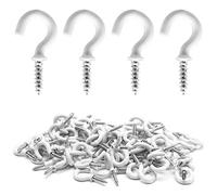 Biaungdo 100 Pcs 5/8" Ceiling Cup Hooks - Self-Tapping Screws, White