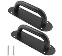 Biaungdo 2 Pack Door Handle Pull Plate, Stainless Steel Door Handle Pull Heavy Duty Barn Door Pull Handles for Sliding Barn Door Kitchen Cabinet, Matte Black (7.8" x 2.5")