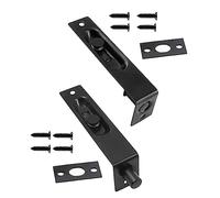 Biaungdo 2 Pcs 4 Inch Door Gate Flush Bolt, Stainless Steel Flush Slide Lock Bolt Heavy Duty French Door Lock Latch Concealed Slide Lock Flush Bolt for Door(Black, Double-Open Door)