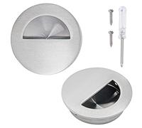 Biaungdo 2 Pcs Round Hidden Concealed Door Pulls, Stainless Steel Recessed Pulls Sliding Barn Door Flush Finger Cabinet Pulls Closet Knob with Screws & Screwdriver (70mm/2.76in Dia, Brushed Nickel)
