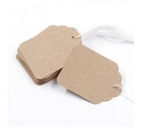 Biaungdo 200 Pcs Brown Price Tags with String Attached, 35x45mm/1.38x1.77inch Small Writable Label Tags Kraft Paper Gift Tag with Elastic String for Jewelry, Crafts, Pricing, Hanging & Gift Tagging