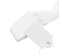 Biaungdo 200 Pcs White Price Tags with String Attached, 13x23mm/0.51x0.91inch Small Writable Label Tags Kraft Paper Gift Tag with Elastic String for Jewelry, Crafts, Pricing, Hanging & Gift Tagging