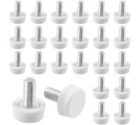 Biaungdo 24 Pcs Adjustable Furniture Leveler M6x15mm Adjustable Screw On Leveling Feet for Table, Chair, Cabinet, Furniture Legs, White