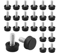 Biaungdo 24 Pcs Adjustable Furniture Levelers, M6x15 mm Ajustable Leveling Feet Screw On Furniture Glide Foot Levelers for Table, Chair, Cabinet, Furniture Legs, Black