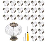 Biaungdo 24 Pcs Clear Acrylic Pumpkin Cabinet Knobs, Retro Acrylic Dresser Knobs, Vintage Round Drawer Knobs, Decorative Knobs and Pulls, Closet Door Knobs Handles for Cabinet, Drawer, Cupboard