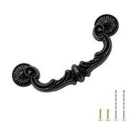 Biaungdo 4 Pcs 151mm/6 Inch Hole Center Pull Handles, Zinc Alloy Rustic Vintage Style Drop-Down Bail Swing Dresser Pull Handle Antique Drawer Handles for Kitchen, Cabinet (185mm/7.3" Total Length)