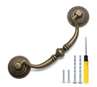 Biaungdo 6 Pcs 110mm/4.33" Hole Center Pull Handles, Zinc Alloy Rustic Vintage Drop-Down Bail Swing Drawer Handles for Kitchen, Cabinet (5.5" Total Length)