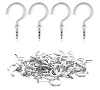 Biaungdo 60 Pcs 1" Ceiling Cup Hooks - Self-Tapping Screws, White