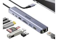 Biaze 8-in-1 USB-C Hub for MacBook Pro with 4K HDMI Adapter, Supporting 100W PD Fast Charging, 100Mbps Ethernet, 2 USB 3.0 Ports, and SD/TF Card Reader. Compatible with MacBook and Type-C laptops.