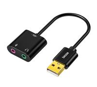 biaze Y23 USB to 3.5 mm Jack Audio Adapter External Sound Card with 3.5 mm Headphone and Microphone TRS Female to USB Compatible with Windows, Laptops, Desktops Windows, MAC, Linux, PC, PS5, PS4